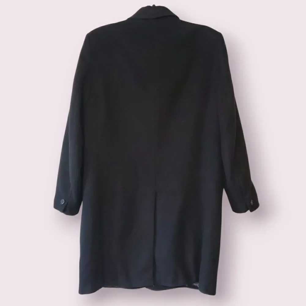 Le Chevron Super Vintage 100% Cashmere Men's L Top Coat Black | EUC RN 27326 - Picture 2 of 4
